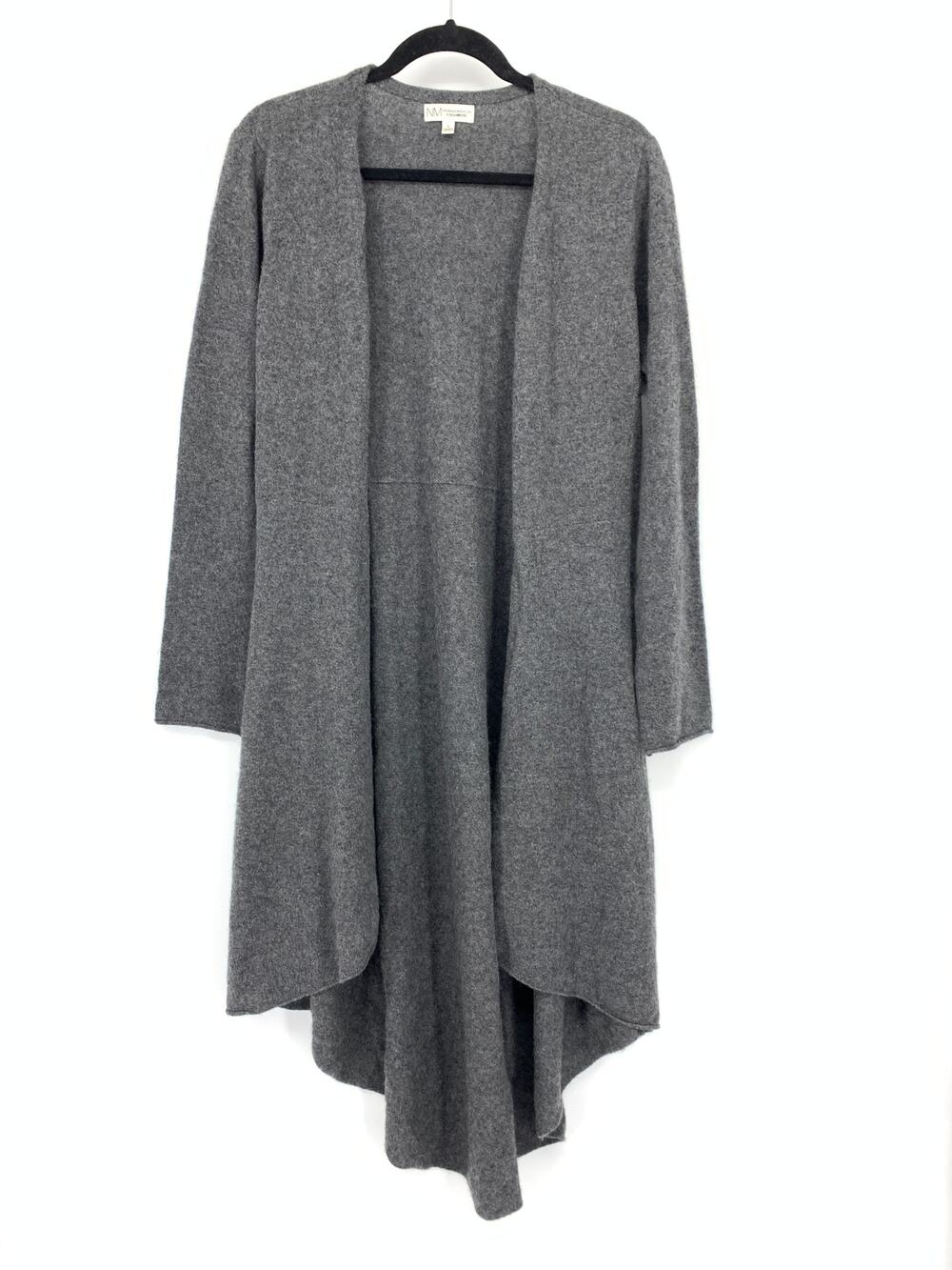 Neiman Marcus Cashmere Open Front Cardigan Sweater High Low Womens Size L Gray